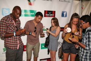 Social Influencers busy at "tweeting".