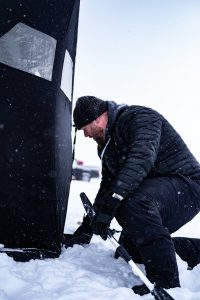 Ice fishing on Lake Winnipeg
