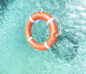 Floatation device floating in a pool