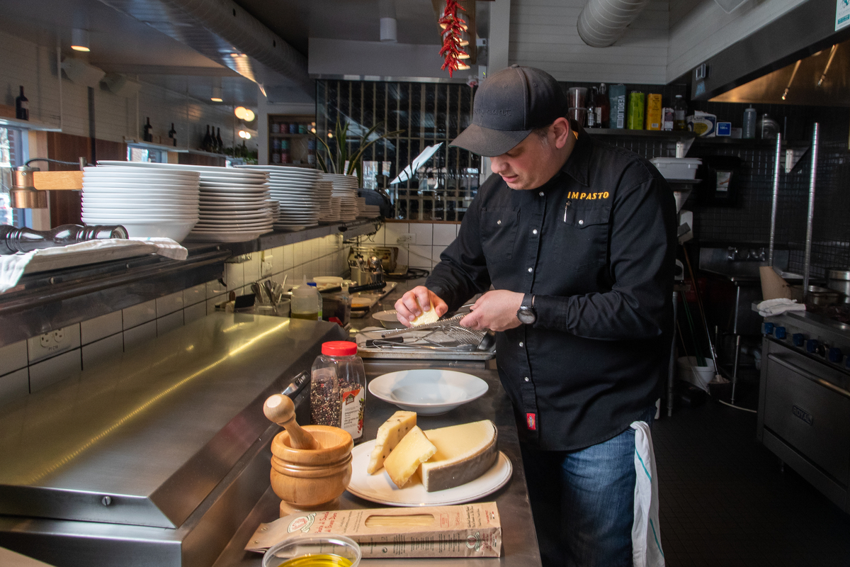 Michele Forgione prepares food at Impasto in Montreal, Quebec